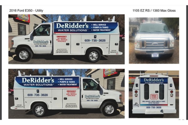 DeRidder's Water Solutions branded service truck in Tabernacle, NJ